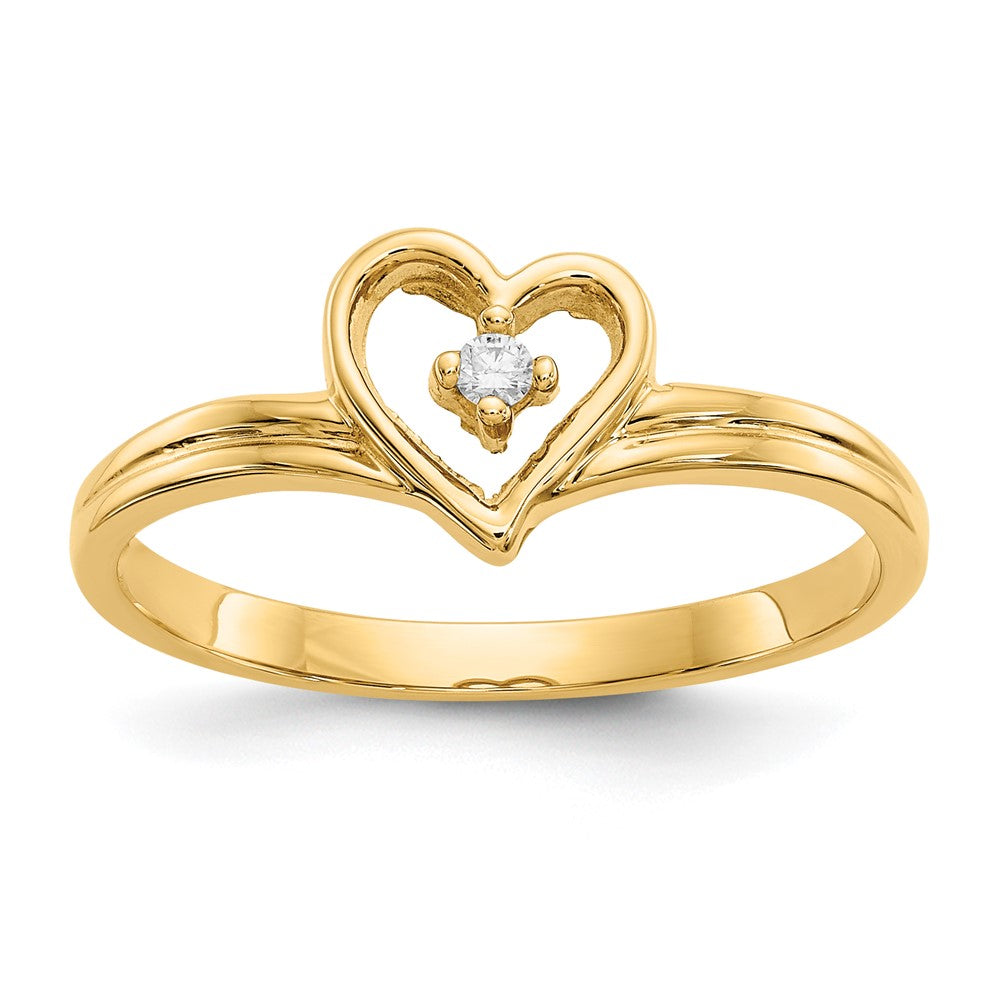 14k AAA Diamond heart ring