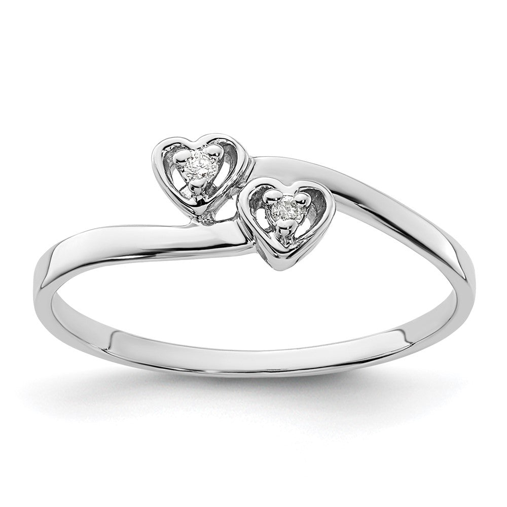 14k White Gold A Diamond heart ring