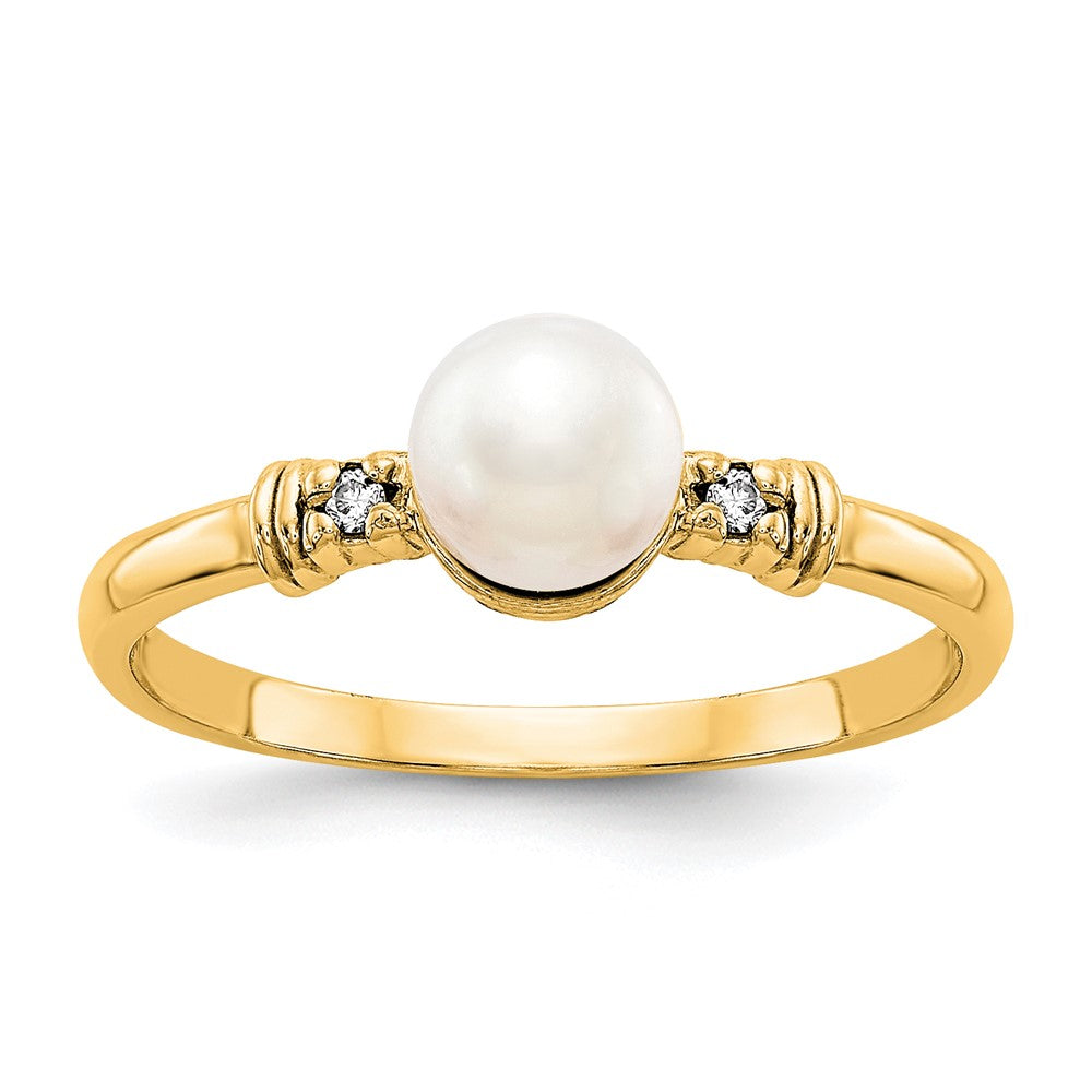 14k 5mm FW Cultured Pearl VS Diamond ring