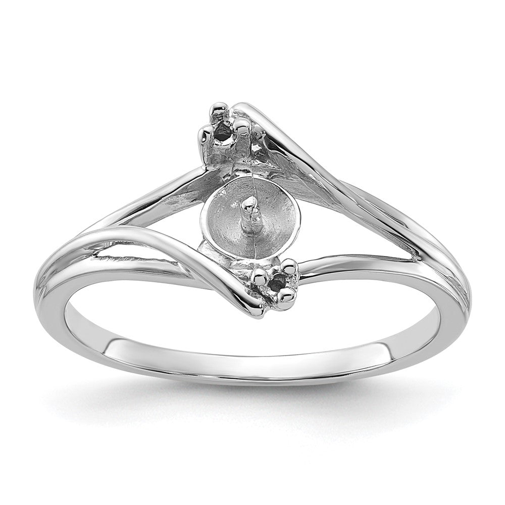 14k White Gold Polished Diamond & Pearl Ring Mounting