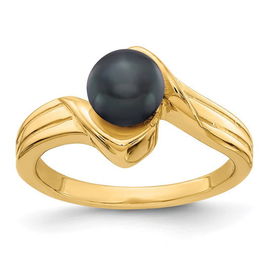 14k 6mm Black FW Cultured Pearl ring