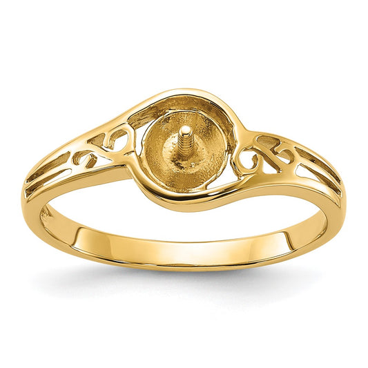 14k Polished Pearl Filigree Ring Mounting