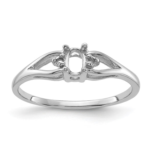 14k White Gold .02ct. Diamond & 5x3 Oval Gemstone Ring Mounting