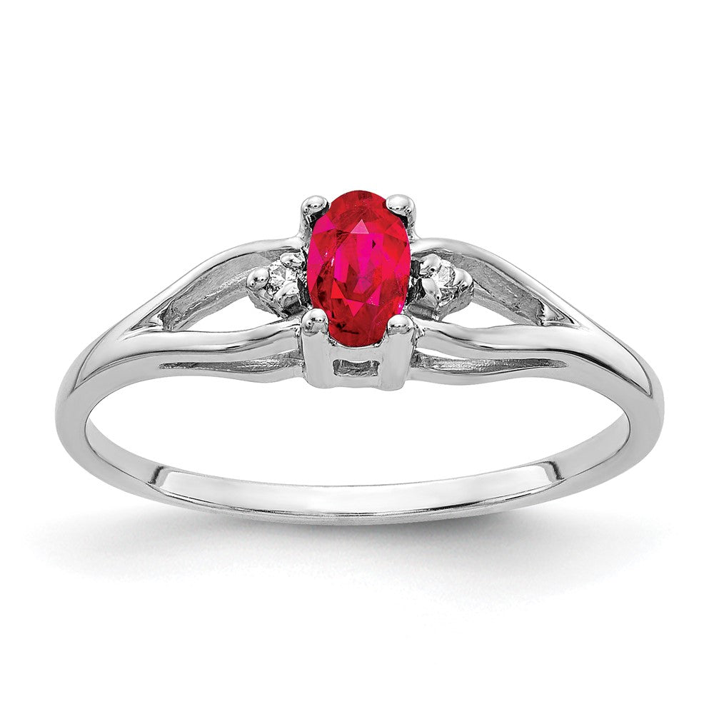 14k White Gold 5x3mm Oval Ruby AAA Diamond ring