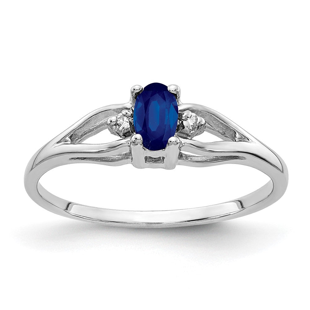 14k White Gold 5x3mm Oval Sapphire AAA Diamond ring