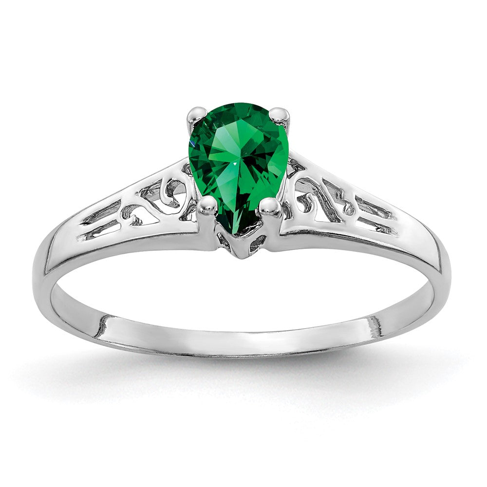 14k White Gold 6x4mm Pear Mount St. Helens ring