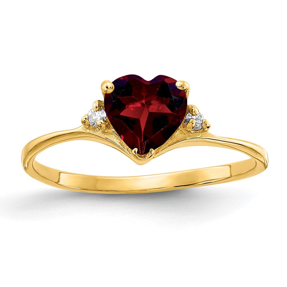 14k 6mm Heart Garnet A Diamond ring