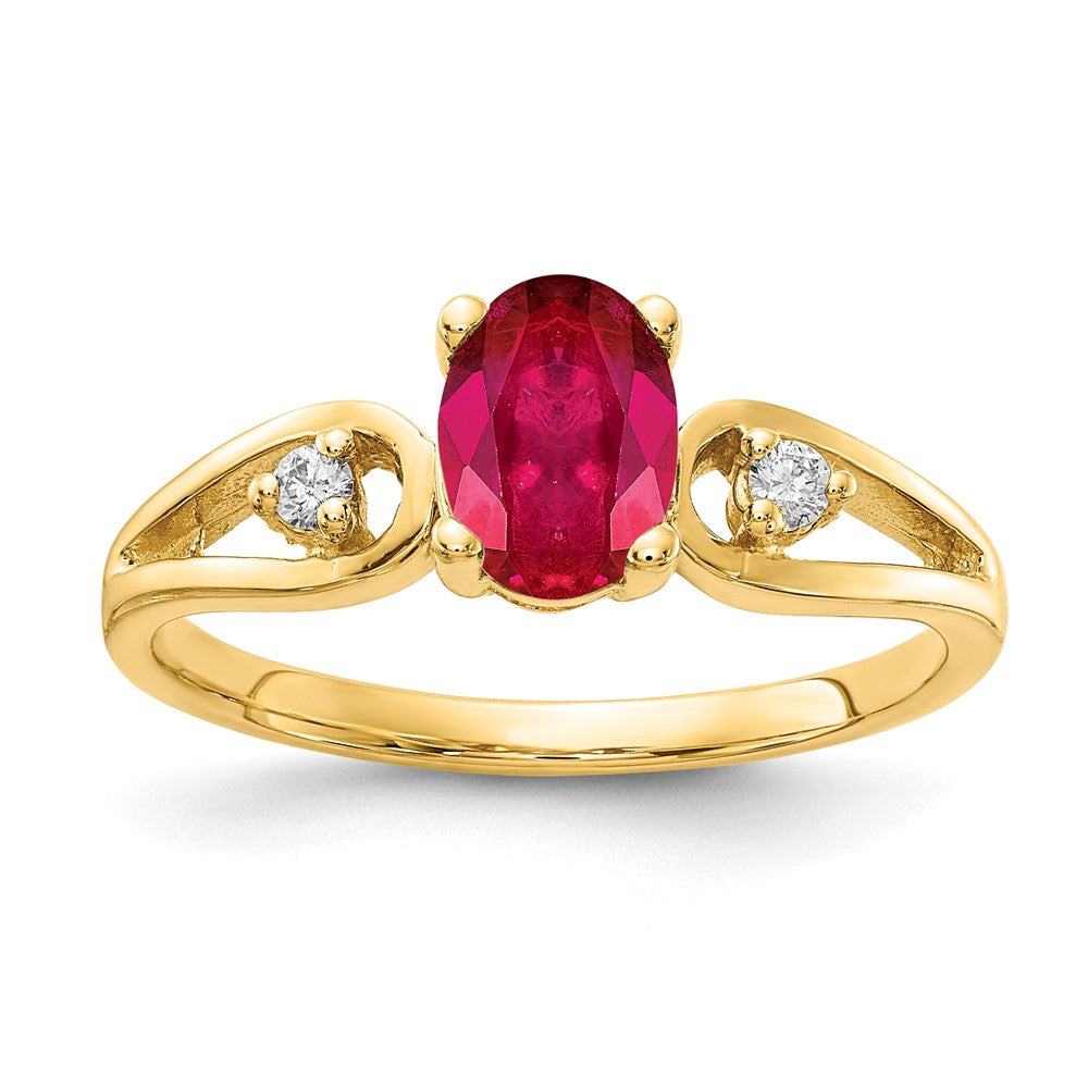 14k 7x5mm Oval Ruby A Diamond ring