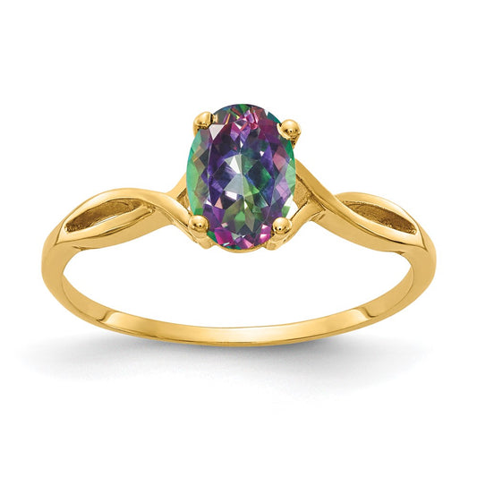 14k 7x5mm Oval Fire Topaz Ring