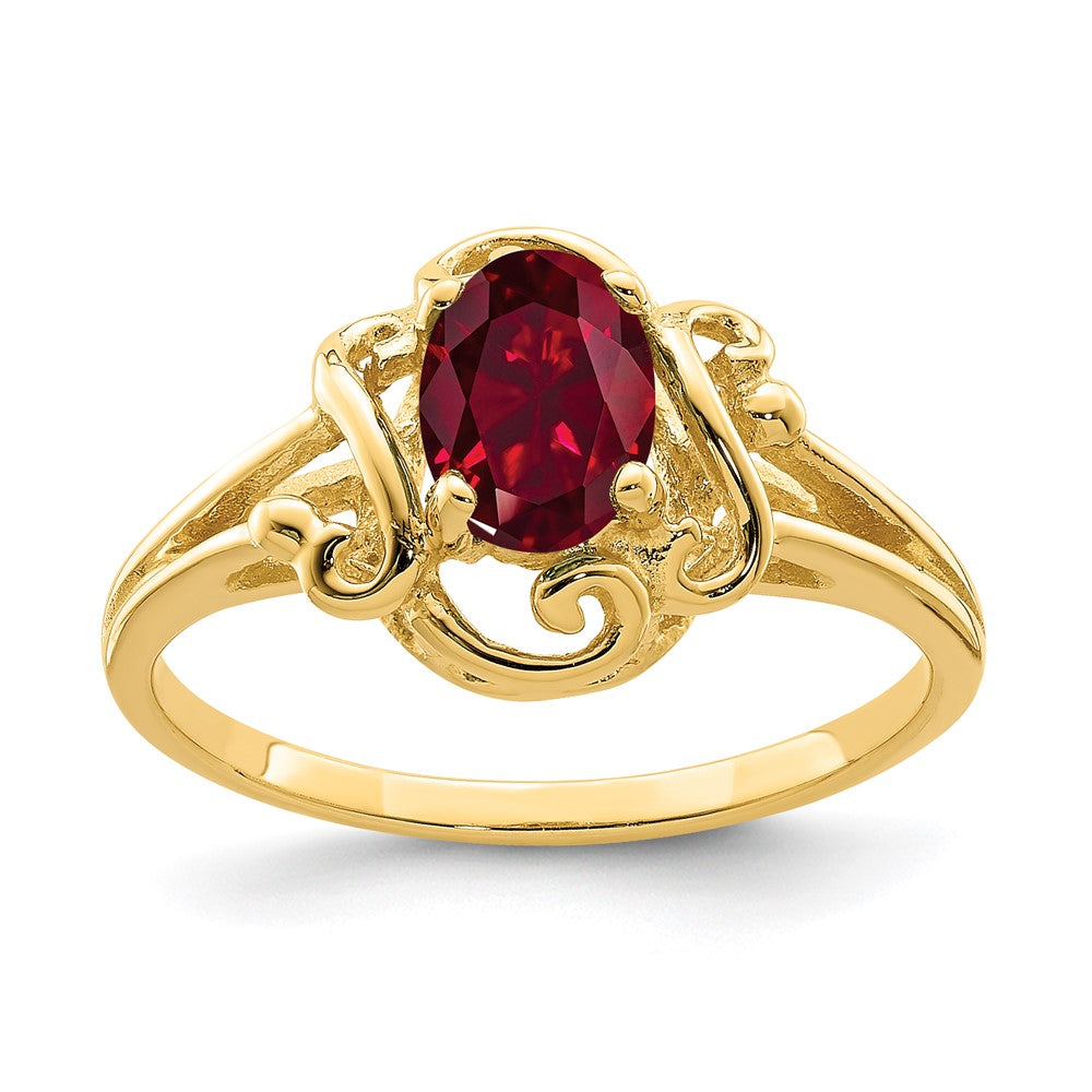 14k 7x5mm Oval Created Ruby ring