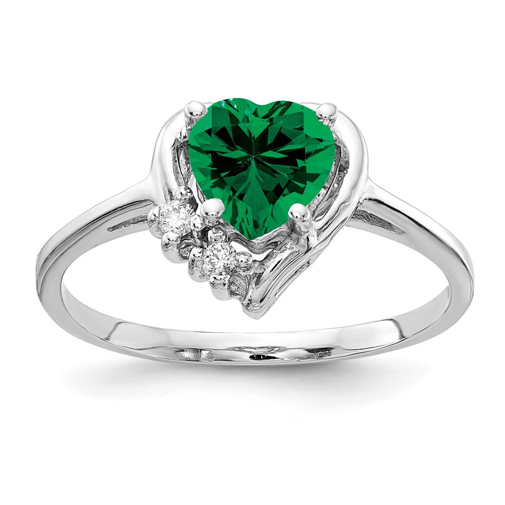 14k White Gold 6mm Heart Mount St. Helens A Diamond ring