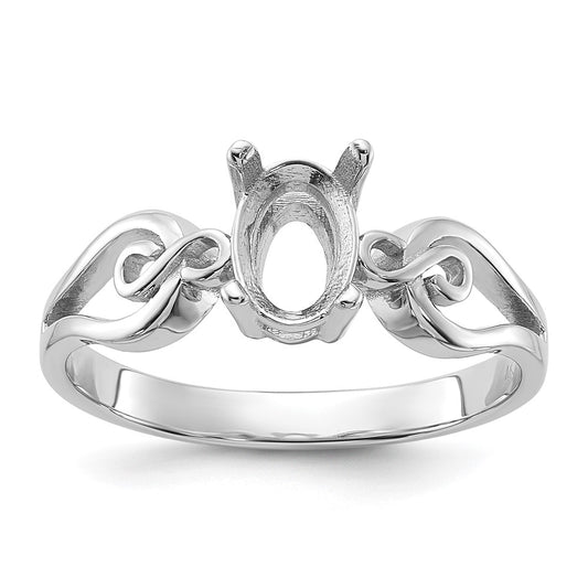 14k White Gold Polished7x5Oval Gemstone Ring Mounting