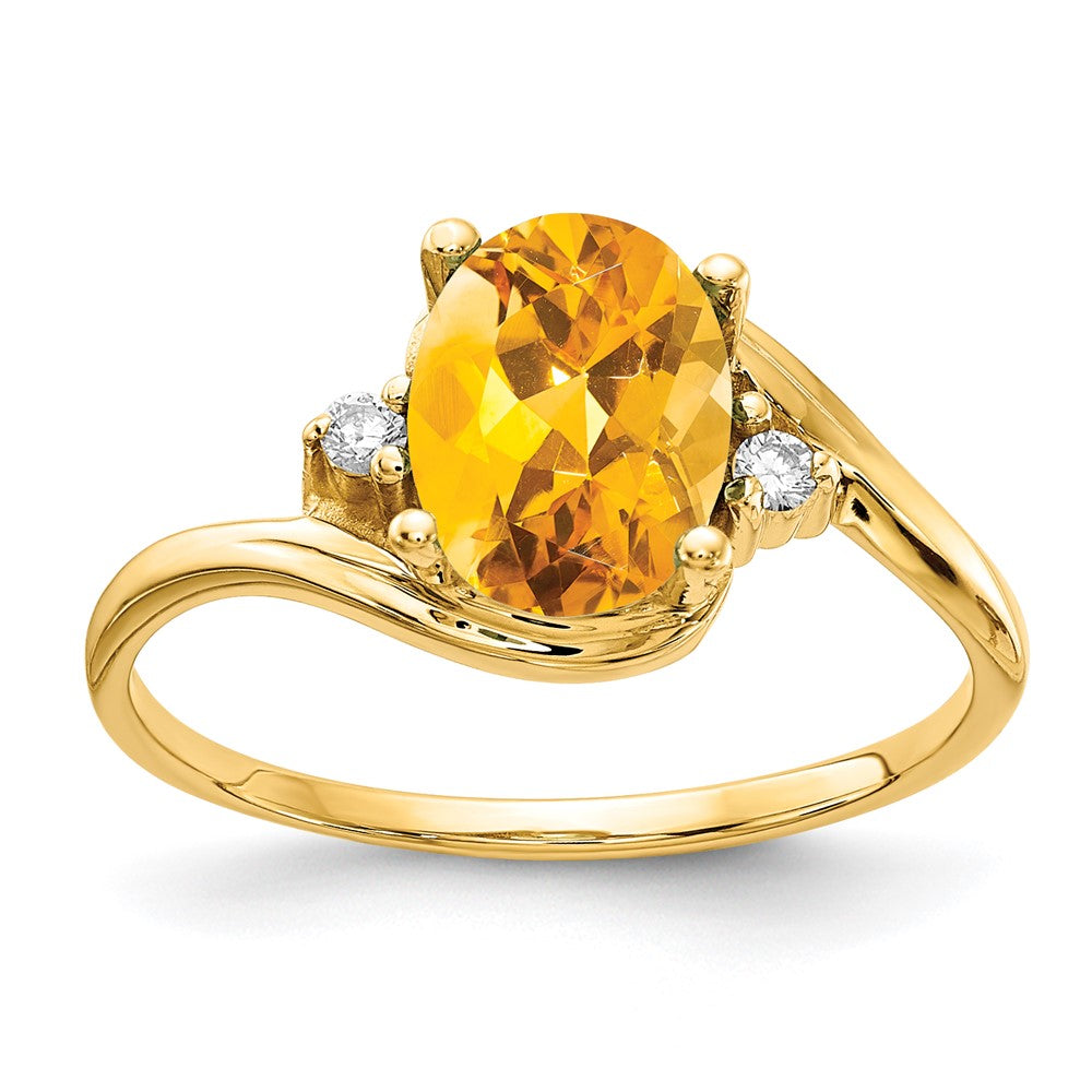 14k 8x6mm Oval Citrine VS Diamond ring