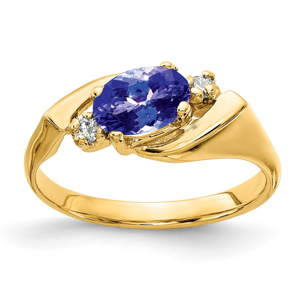 14k 7x5mm Oval Tanzanite A Diamond ring