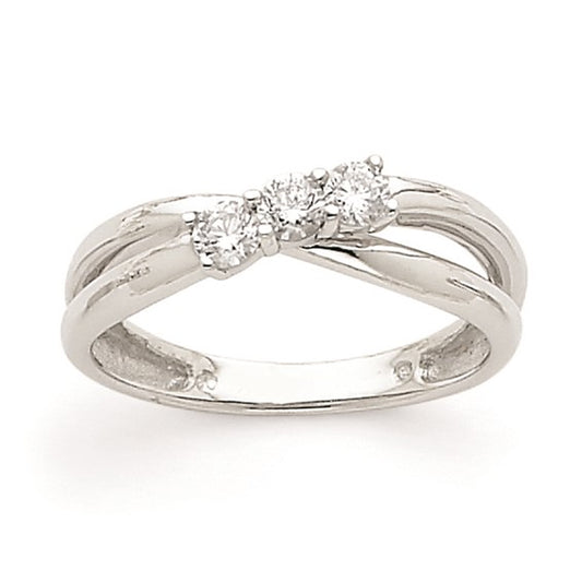 14k White Gold VS Diamond three stone ring