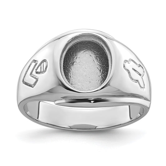14k White Gold Men's Polished and Grooved Masonic Ring Mounting