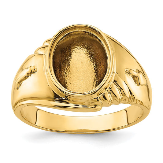 14k Men's Polished and Textured Masonic Ring Mounting