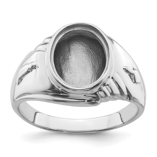 14k White Gold Men's Polished and Textured Masonic Ring Mounting