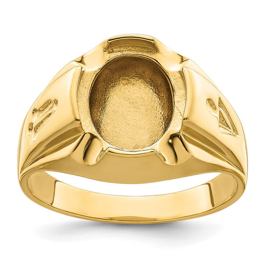 14k Men's Polished and Grooved Masonic Ring Mounting