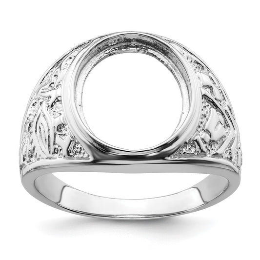 14k White Gold Men's Polished and Textured Masonic Ring Mounting