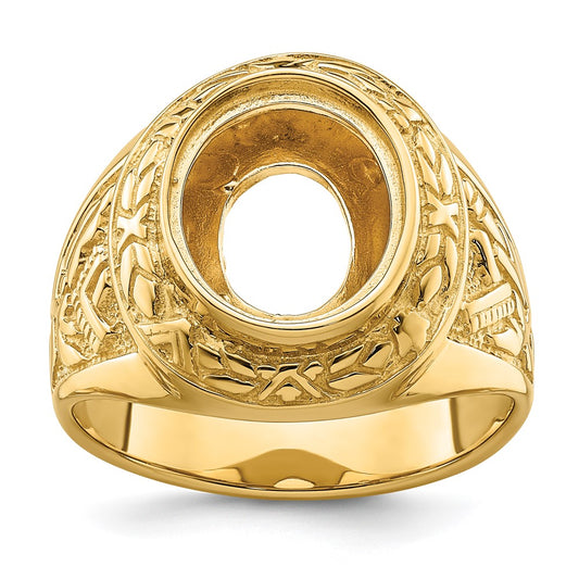 14k Men's Polished and Textured Masonic Ring Mounting