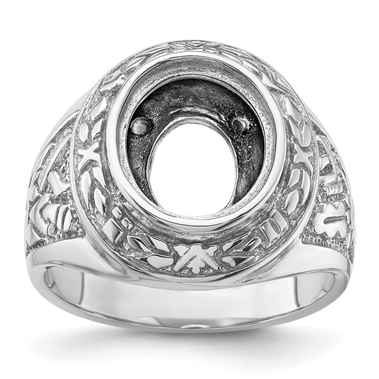 14k White Gold Men's Polished and Textured Masonic Ring Mounting