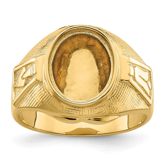 14k Men's Polished and Textured Masonic Ring Mounting