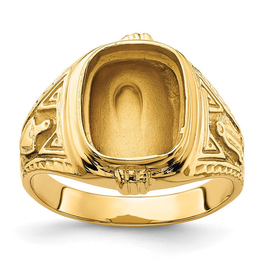 14k Men's Polished and Textured Masonic Ring Mounting