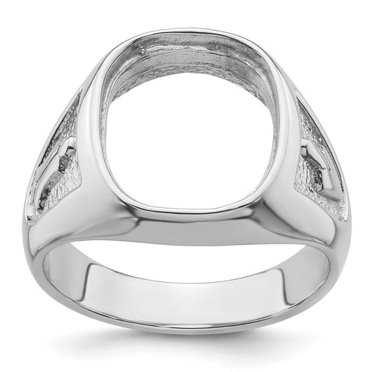14k White Gold Men's Polished and Textured Masonic Ring Mounting