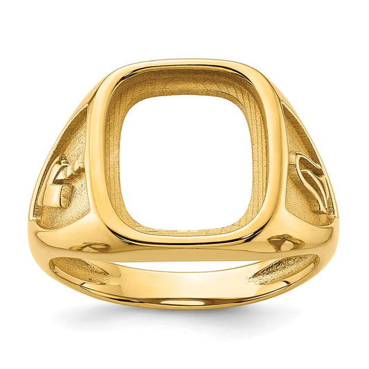14k Men's Polished and Textured Masonic Ring Mounting