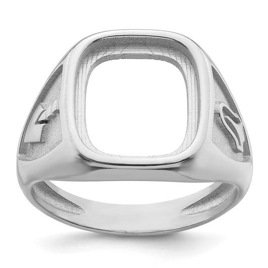 14k White Gold Men's Polished and Textured Masonic Ring Mounting