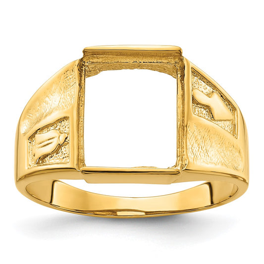 14k Men's Polished and Textured Masonic Ring Mounting