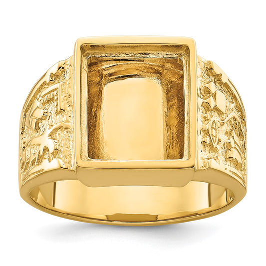 14k Men's Polished and Textured Masonic Ring Mounting