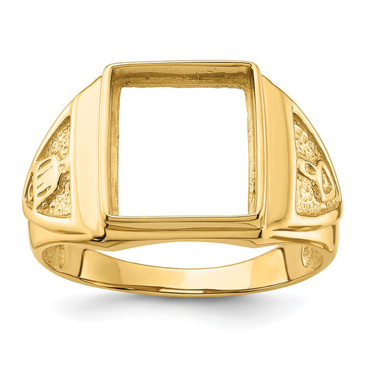 14k Men's Polished and Textured Masonic Ring Mounting