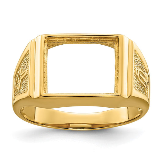 14k Men's Polished and Textured Masonic Ring Mounting