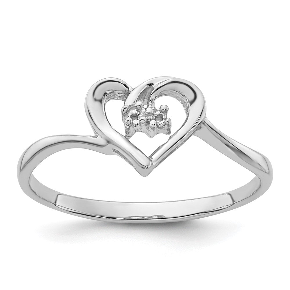 14k White Gold .02ct. Diamond Heart Ring Mounting
