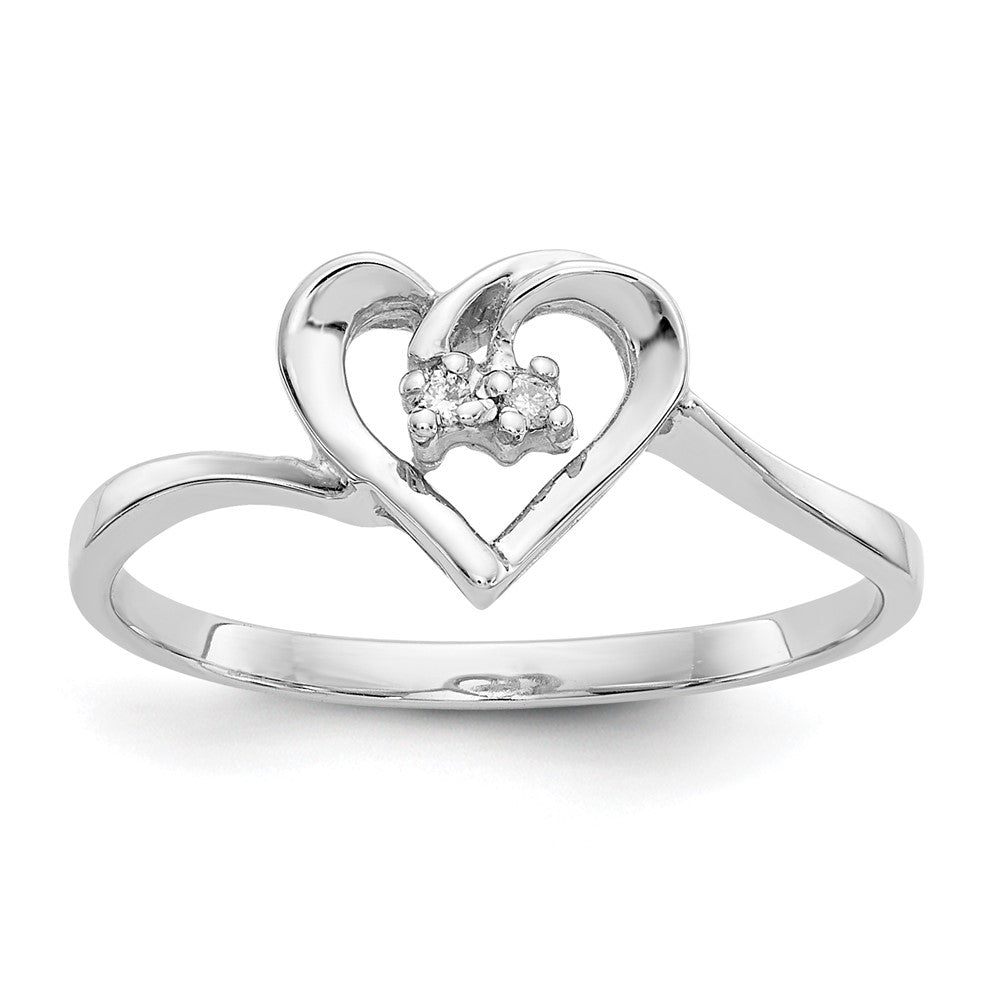14k White Gold A Diamond heart ring