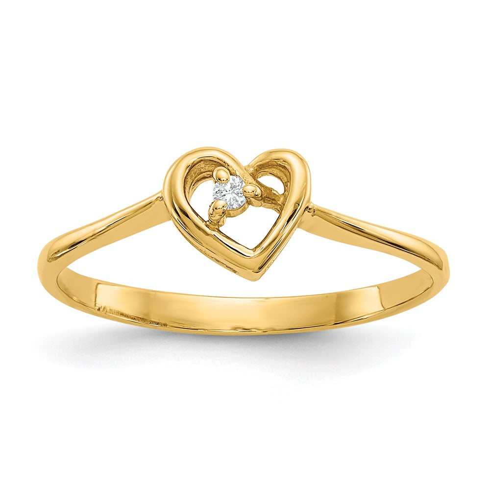 14k AAA Diamond heart ring