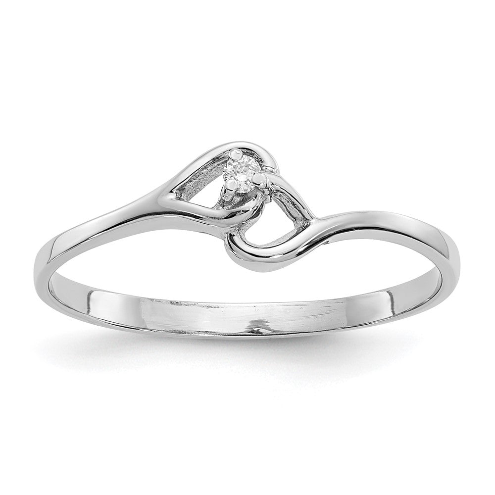 14k White Gold AAA Diamond heart ring