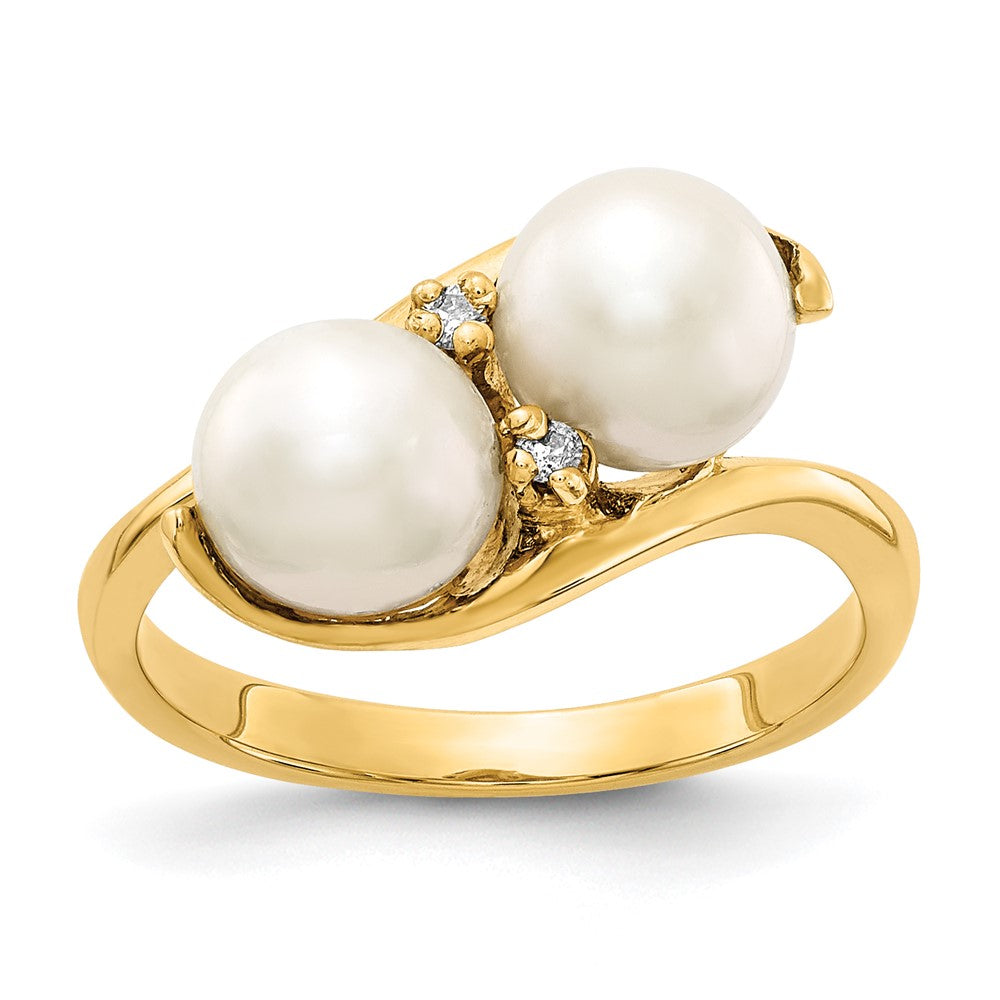 14k 6mm FW Cultured Pearl VS Diamond ring