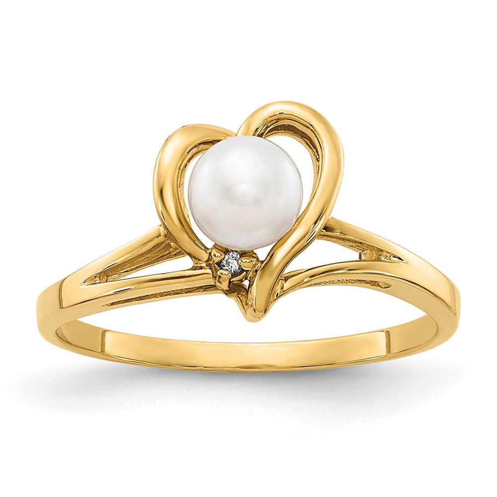 14k 4.5mm FW Cultured Pearl A Diamond ring