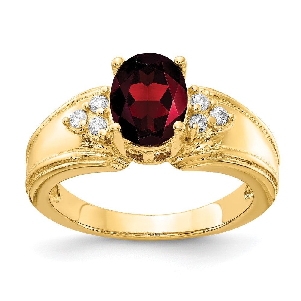 14k 8x6mm Oval Garnet AAA Diamond ring