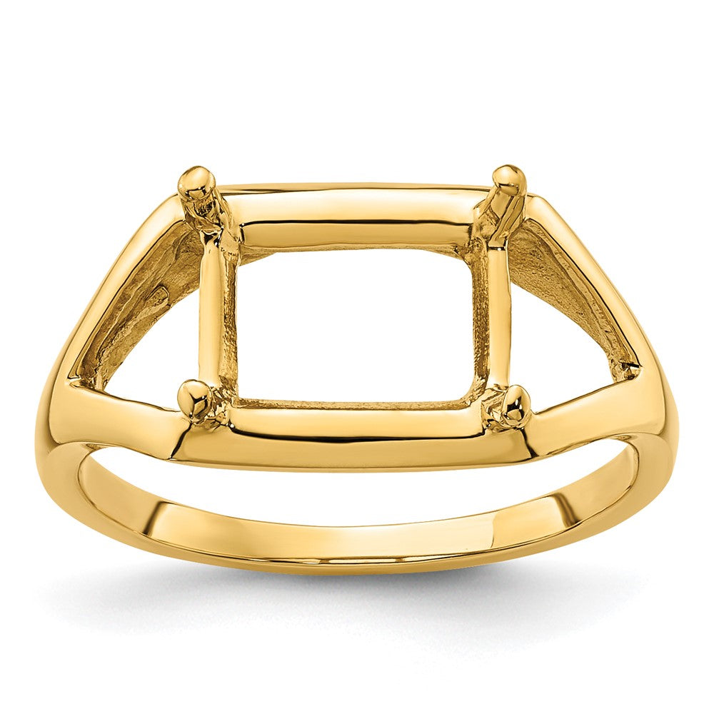 14k 9x7mm Emerald-cut East-West Gemstone Ring Mounting