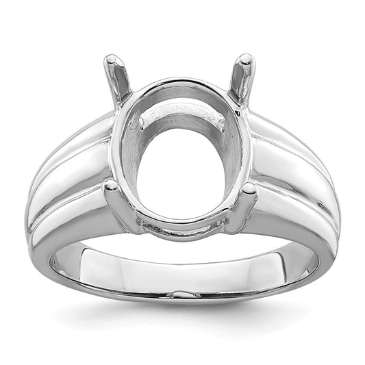 14k White Gold 12x10mm Oval Gemstone Ring Mounting