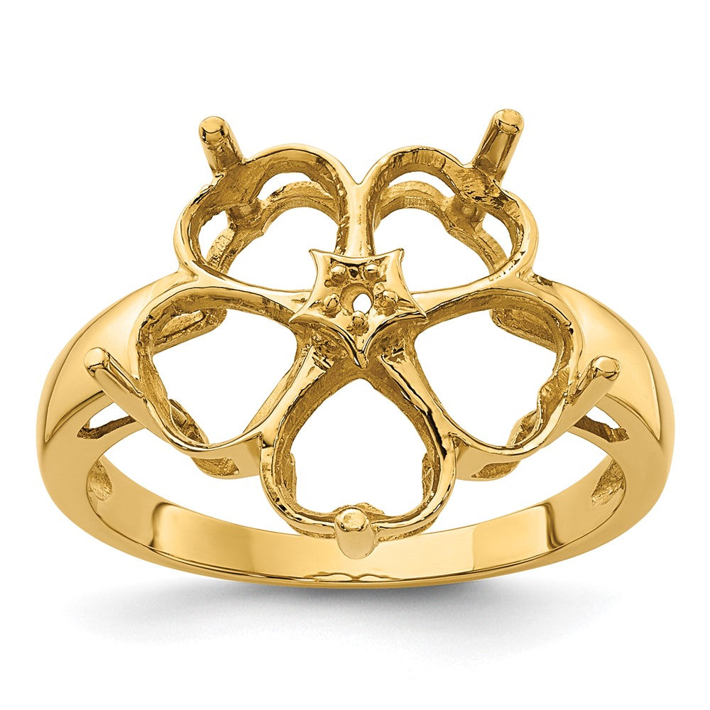 14k Diamond / Five 6mm Heart Gemstone Ring Mounting