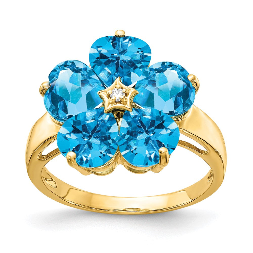 14k 6mm Heart Blue Topaz A Diamond ring
