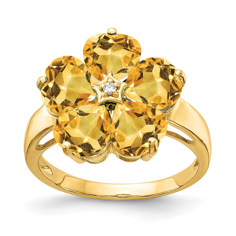 14k 6mm Heart Citrine VS Diamond ring
