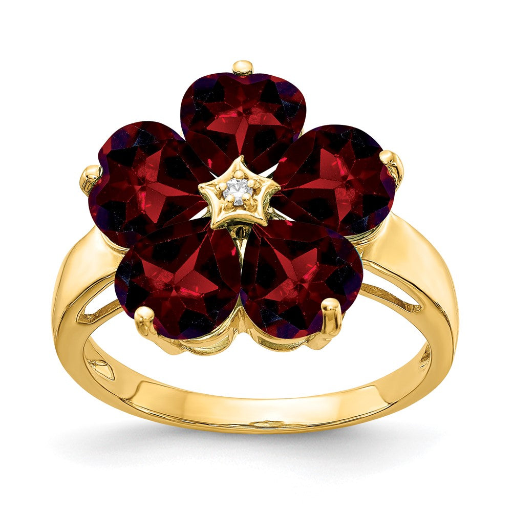 14k 6mm Heart Garnet VS Diamond ring