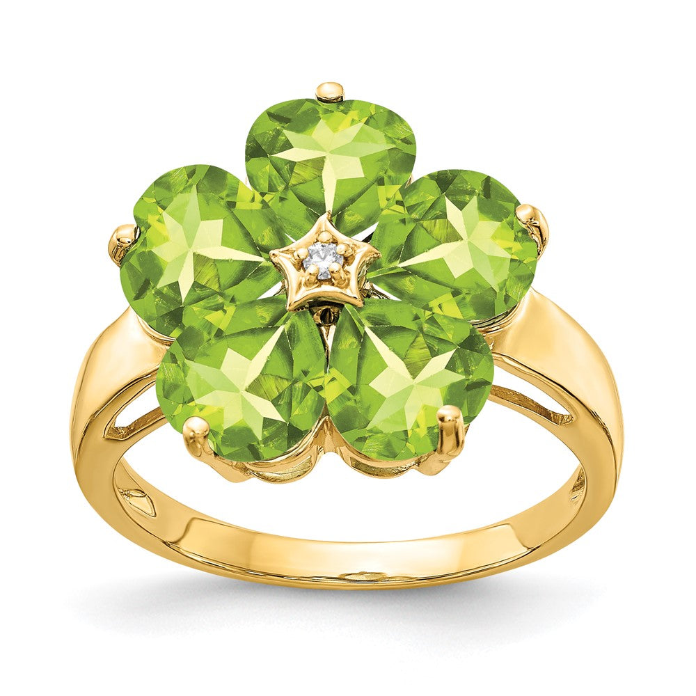14k 6mm Heart Peridot A Diamond ring