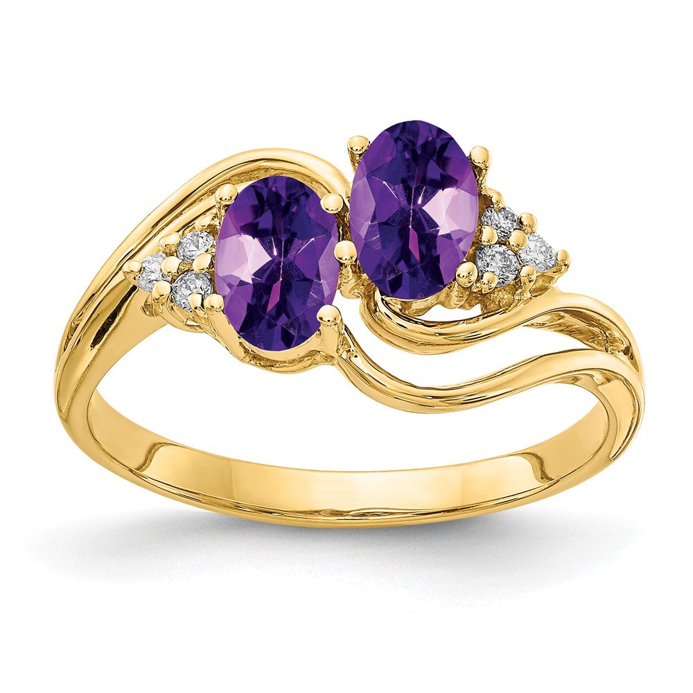 14k 6x4mm Oval Amethyst VS Diamond ring